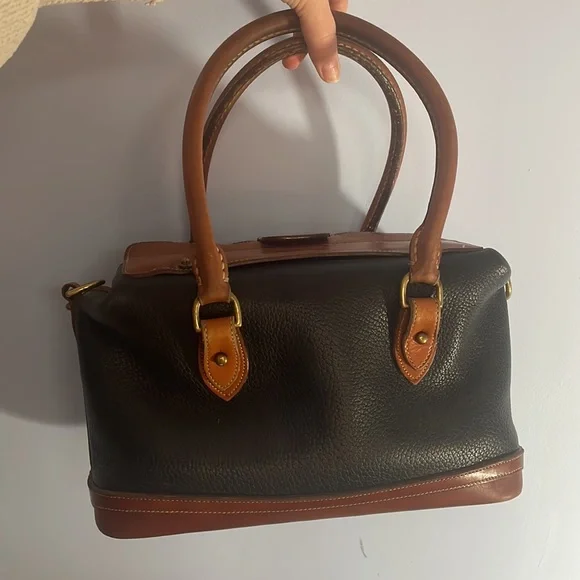 Dooney & Bourke Black and Brown Leather Satchel